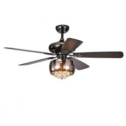Nettle 52 in Indoor Antique Black Ceiling Fan with Light Kit and Remote Control by Warehouse of Tiffany