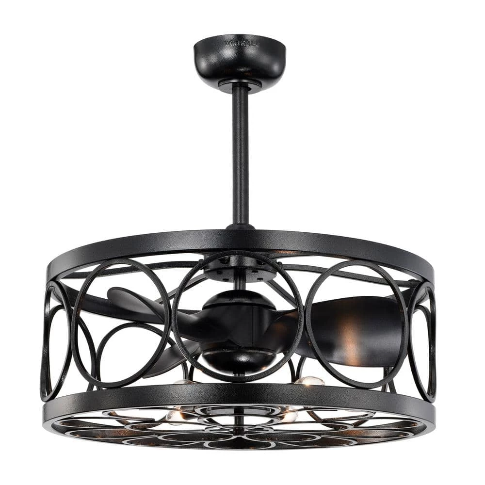 Sultan 24.4 in. Indoor Black Finish Ceiling Fan with Light Kit and Remote Included by Warehouse of Tiffany 4 Sultan 24.4 in. Indoor Black Finish Ceiling Fan with Light Kit and Remote Included by Warehouse of Tiffany - Image 2