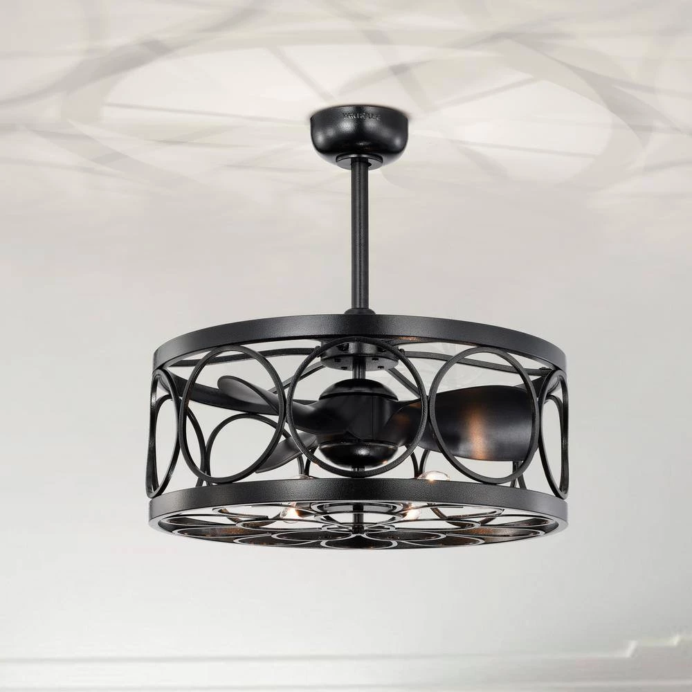 Sultan 24.4 in. Indoor Black Finish Ceiling Fan with Light Kit and Remote Included by Warehouse of Tiffany 7 Sultan 24.4 in. Indoor Black Finish Ceiling Fan with Light Kit and Remote Included by Warehouse of Tiffany - Image 5