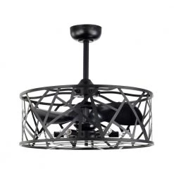 Leyton 24.4 in. Indoor Black Ceiling Fan with Light Kit and Remote Included by Warehouse of Tiffany