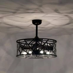 Leyton 24.4 in. Indoor Black Ceiling Fan with Light Kit and Remote Included by Warehouse of Tiffany -Warehouse of Tiffany Shop black warehouse of tiffany ceiling fans with lights dw01w03mb c3 1000