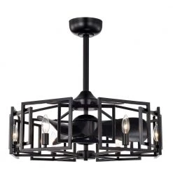 Hemming 26.8 in. Indoor Black Finish Ceiling Fan with Light Kit and Remote Included by Warehouse of Tiffany