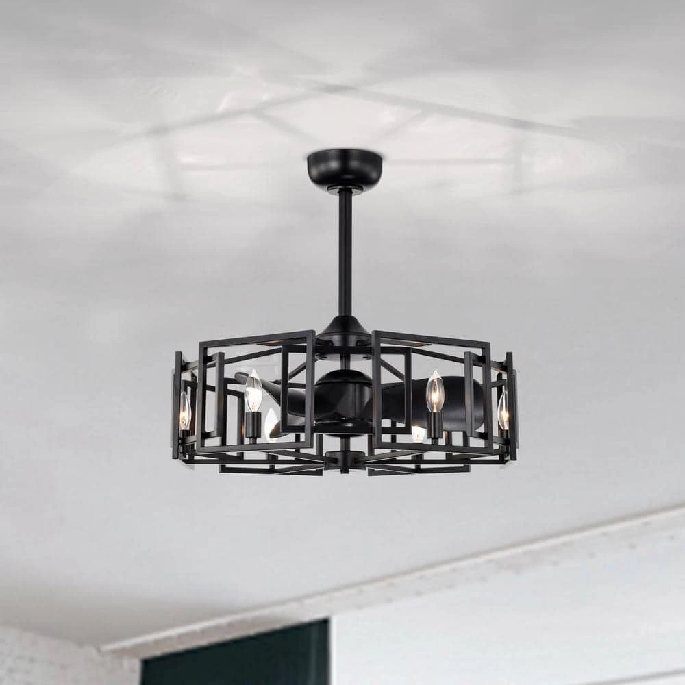 Hemming 26.8 in. Indoor Black Finish Ceiling Fan with Light Kit and Remote Included by Warehouse of Tiffany 7 Hemming 26.8 in. Indoor Black Finish Ceiling Fan with Light Kit and Remote Included by Warehouse of Tiffany - Image 5