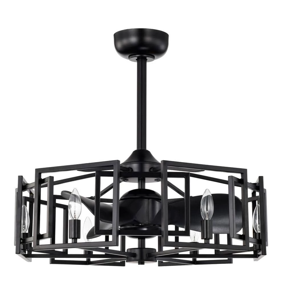 Hemming 26.8 in. Indoor Black Finish Ceiling Fan with Light Kit and Remote Included by Warehouse of Tiffany 4 Hemming 26.8 in. Indoor Black Finish Ceiling Fan with Light Kit and Remote Included by Warehouse of Tiffany - Image 2