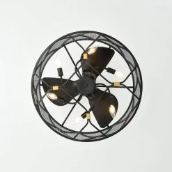 Nelle 24.3 in. Indoor Black Finish Ceiling Fan with Light Kit and Remote Included by Warehouse of Tiffany -Warehouse of Tiffany Shop black warehouse of tiffany ceiling fans with lights dw01w06bg 1d 1000