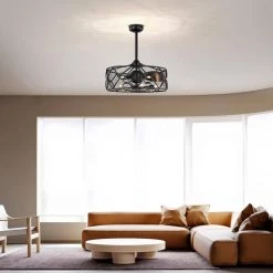 Nelle 24.3 in. Indoor Black Finish Ceiling Fan with Light Kit and Remote Included by Warehouse of Tiffany -Warehouse of Tiffany Shop black warehouse of tiffany ceiling fans with lights dw01w06bg 31 1000