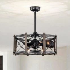 Damon 24 in. Indoor Black Finish Ceiling Fan with Light Kit and Remote Included by Warehouse of Tiffany -Warehouse of Tiffany Shop black warehouse of tiffany ceiling fans with lights dw01w09si 77 1000