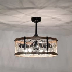 Delano 25.7 in. Indoor Black Ceiling Fan with Light Kit and Remote Included by Warehouse of Tiffany -Warehouse of Tiffany Shop black warehouse of tiffany ceiling fans with lights dw01w11ib 4f 1000