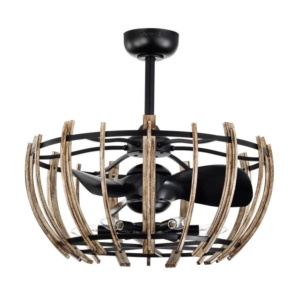 Matthias 26 in. Indoor Black Finish Ceiling Fan with Light Kit and Remote Control Included by Warehouse of Tiffany 4 Matthias 26 in. Indoor Black Finish Ceiling Fan with Light Kit and Remote Control Included by Warehouse of Tiffany - Image 2