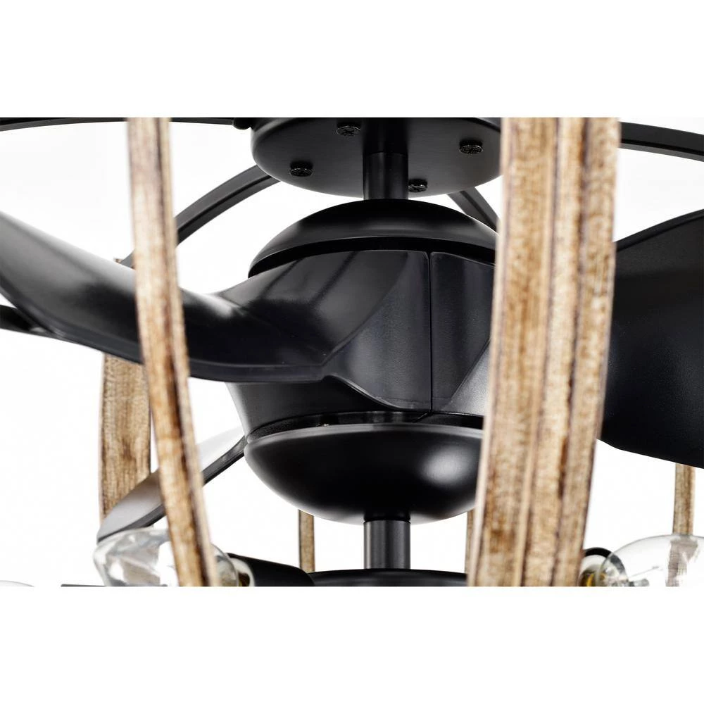 Matthias 26 in. Indoor Black Finish Ceiling Fan with Light Kit and Remote Control Included by Warehouse of Tiffany 9 Matthias 26 in. Indoor Black Finish Ceiling Fan with Light Kit and Remote Control Included by Warehouse of Tiffany - Image 7