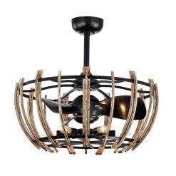 Matthias 26 in. Indoor Black Finish Ceiling Fan with Light Kit and Remote Control Included by Warehouse of Tiffany