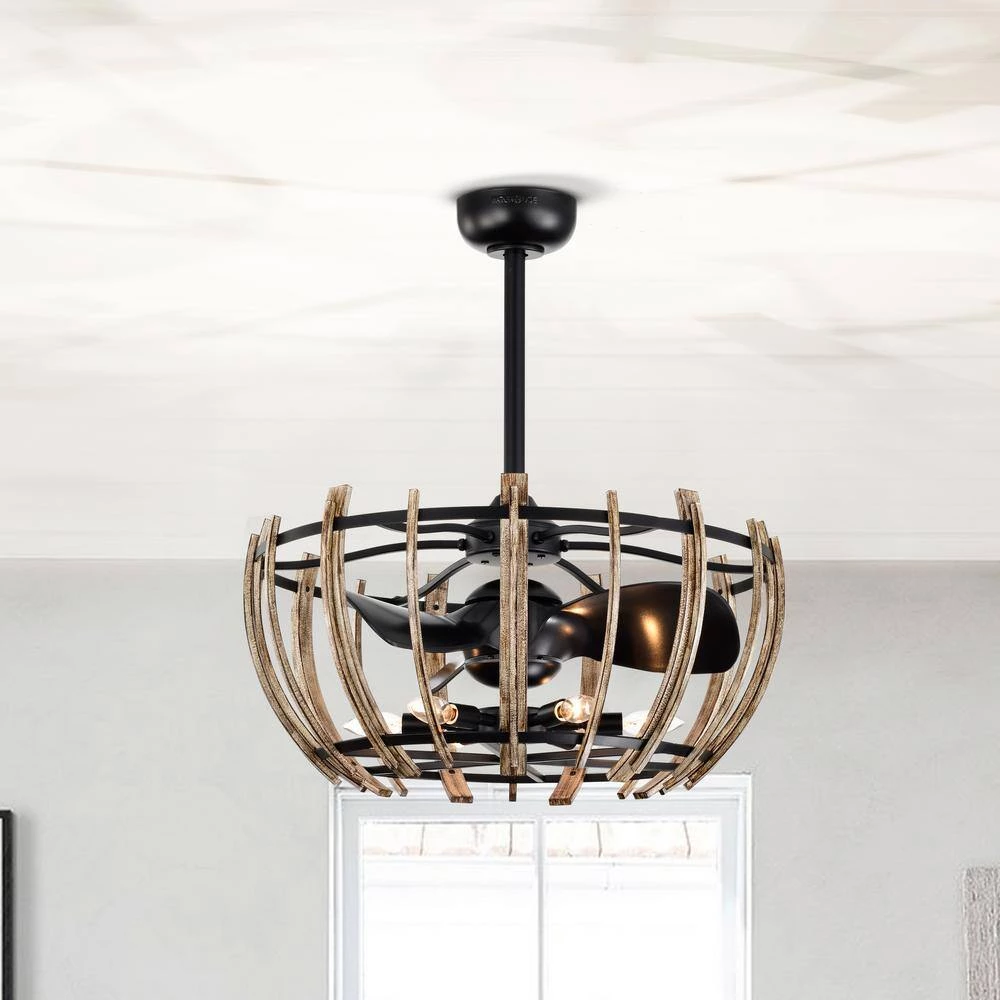 Matthias 26 in. Indoor Black Finish Ceiling Fan with Light Kit and Remote Control Included by Warehouse of Tiffany 7 Matthias 26 in. Indoor Black Finish Ceiling Fan with Light Kit and Remote Control Included by Warehouse of Tiffany - Image 5