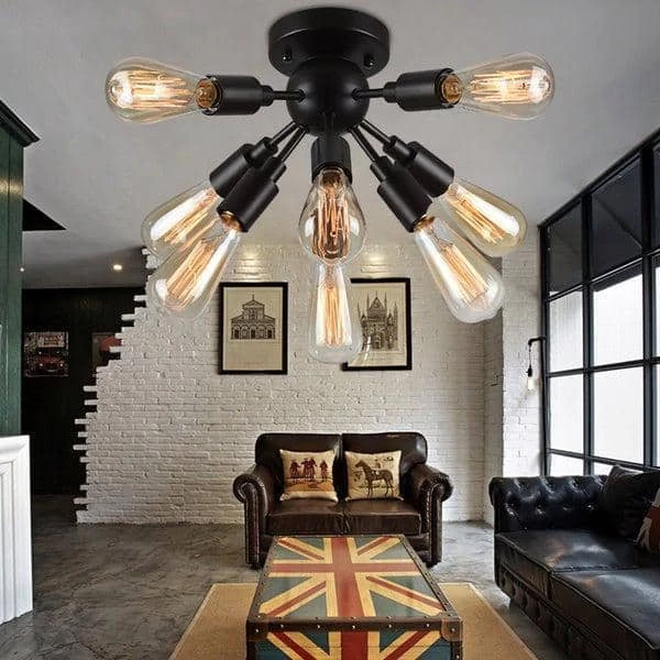 Juvan 15 in. 8-Light Indoor Black Flush Mount Ceiling Lights with Light Kit by Warehouse of Tiffany 5 Juvan 15 in. 8-Light Indoor Black Flush Mount Ceiling Lights with Light Kit by Warehouse of Tiffany - Image 3