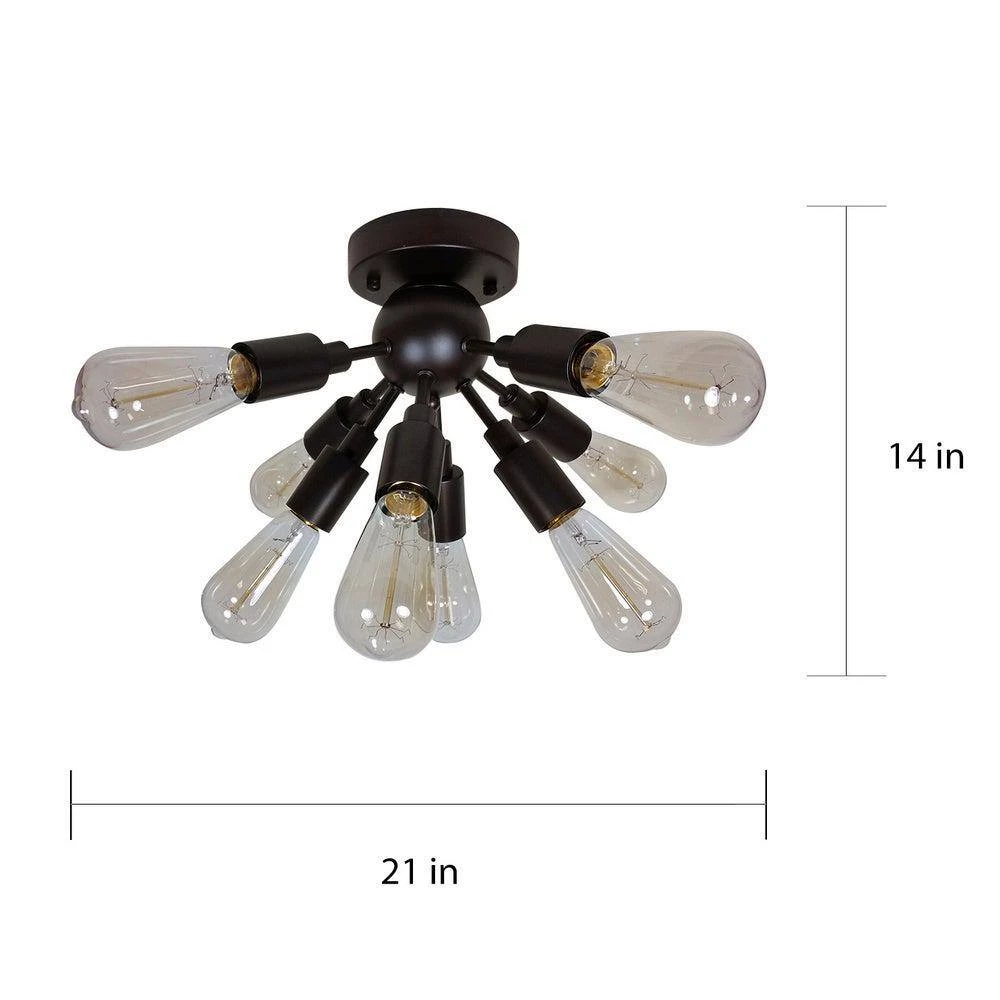 Juvan 15 in. 8-Light Indoor Black Flush Mount Ceiling Lights with Light Kit by Warehouse of Tiffany 4 Juvan 15 in. 8-Light Indoor Black Flush Mount Ceiling Lights with Light Kit by Warehouse of Tiffany - Image 2
