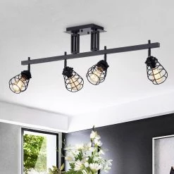 Zefina 40 in. 4-Light Indoor Black Track Lighting Kit Chandelier by Warehouse of Tiffany -Warehouse of Tiffany Shop black warehouse of tiffany chandeliers cm131 4 e1 1000