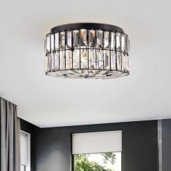 Silver 14 in. 4-Light Indoor Black Flush Mount Ceiling Light with Light Kit by Warehouse of Tiffany -Warehouse of Tiffany Shop black warehouse of tiffany chandeliers cm226 4mb 31 1000