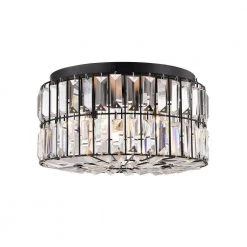Silver 14 in. 4-Light Indoor Black Flush Mount Ceiling Light with Light Kit by Warehouse of Tiffany
