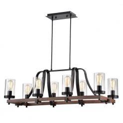 Guntel 40 in. 8-Light Black Indoor Chandelier by Warehouse of Tiffany