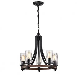 Hagrid 20 in. 5-Light Black Indoor Pendant Chandelier by Warehouse of Tiffany
