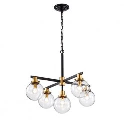 Carbon 27 in. 5-Light Indoor Black Chandelier by Warehouse of Tiffany