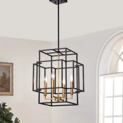 Hartwell 15 in. 4-Light Black Indoor Pendant Chandelier by Warehouse of Tiffany -Warehouse of Tiffany Shop black warehouse of tiffany chandeliers hm093 4 31 1000
