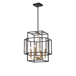 Hartwell 15 in. 4-Light Black Indoor Pendant Chandelier by Warehouse of Tiffany
