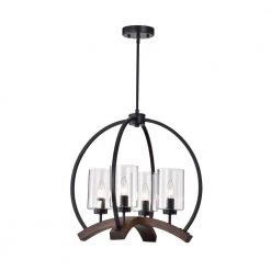 Arden 22 in. 4-Light Black Indoor Chandelier by Warehouse of Tiffany