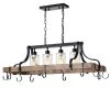 Blakes 4-Light Black Metal Faux-Wood Kitchen Island Chandelier by Warehouse of Tiffany