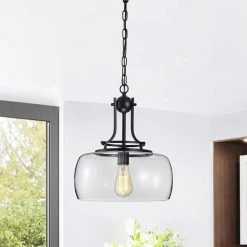 Karha 15 in. 1-Light Indoor Black Finish Pendant Chandelier by Warehouse of Tiffany -Warehouse of Tiffany Shop black warehouse of tiffany chandeliers hm153 1 31 1000