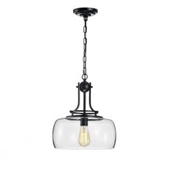 Karha 15 in. 1-Light Indoor Black Finish Pendant Chandelier by Warehouse of Tiffany