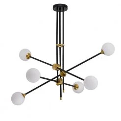 Emillo 41 in. 6-Light Indoor Black Chandelier with Light Kit by Warehouse of Tiffany