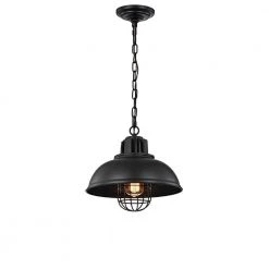Almonte 13 in. 1-Light Indoor Black Pendant Light with Light Kit by Warehouse of Tiffany