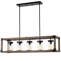 Jhenny 44 in. 5-Light Indoor Black Pendant Lamp with Light Kit by Warehouse of Tiffany