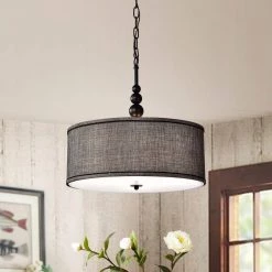Penelope 17.7 in. 3-Light Indoor Black Pendant Lamp with Light Kit by Warehouse of Tiffany -Warehouse of Tiffany Shop black warehouse of tiffany chandeliers imp01 31 1000