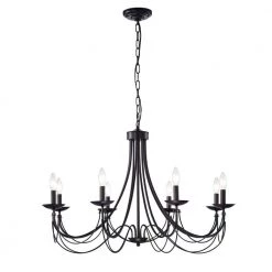 Clash 56 in. 8-Light Indoor Black Finish Chandelier with Light Kit by Warehouse of Tiffany