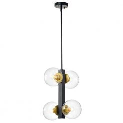 Vien 14 in. 4-Light Indoor Black Pendant Lamp with Light Kit by Warehouse of Tiffany