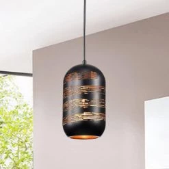 Akeno 5.12 in. 1-Light Indoor Black Pendant Lamp with Light Kit by Warehouse of Tiffany -Warehouse of Tiffany Shop black warehouse of tiffany chandeliers imp14c 1 31 1000