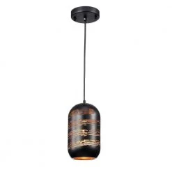 Akeno 5.12 in. 1-Light Indoor Black Pendant Lamp with Light Kit by Warehouse of Tiffany