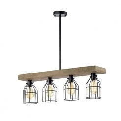 Lourd 7 in. 4-Light Indoor Black Chandelier with Light Kit by Warehouse of Tiffany