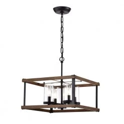 Avriel 15.75 in. 4-Light Indoor Black Chandelier with Light Kit by Warehouse of Tiffany