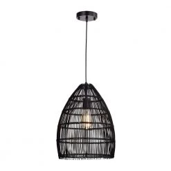 Naira 62 in. 1-Light Black Pendant Indoor Light with Light Kit by Warehouse of Tiffany