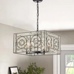 Valentina 10 in. 4-Light Indoor Black Pendant Lamp with Light Kit by Warehouse of Tiffany -Warehouse of Tiffany Shop black warehouse of tiffany chandeliers imp79n 4ab 31 1000