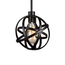 Gammon 12 in. 1-Light Indoor Black Pendant Lamp with Light Kit by Warehouse of Tiffany