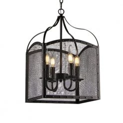 Mirdra 15 in. 4-Light Indoor Black Pendant Lamp with Light Kit by Warehouse of Tiffany