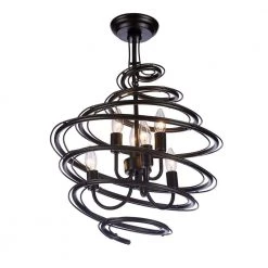 Albertus 6-Light Black Pendant with Clear Shade by Warehouse of Tiffany