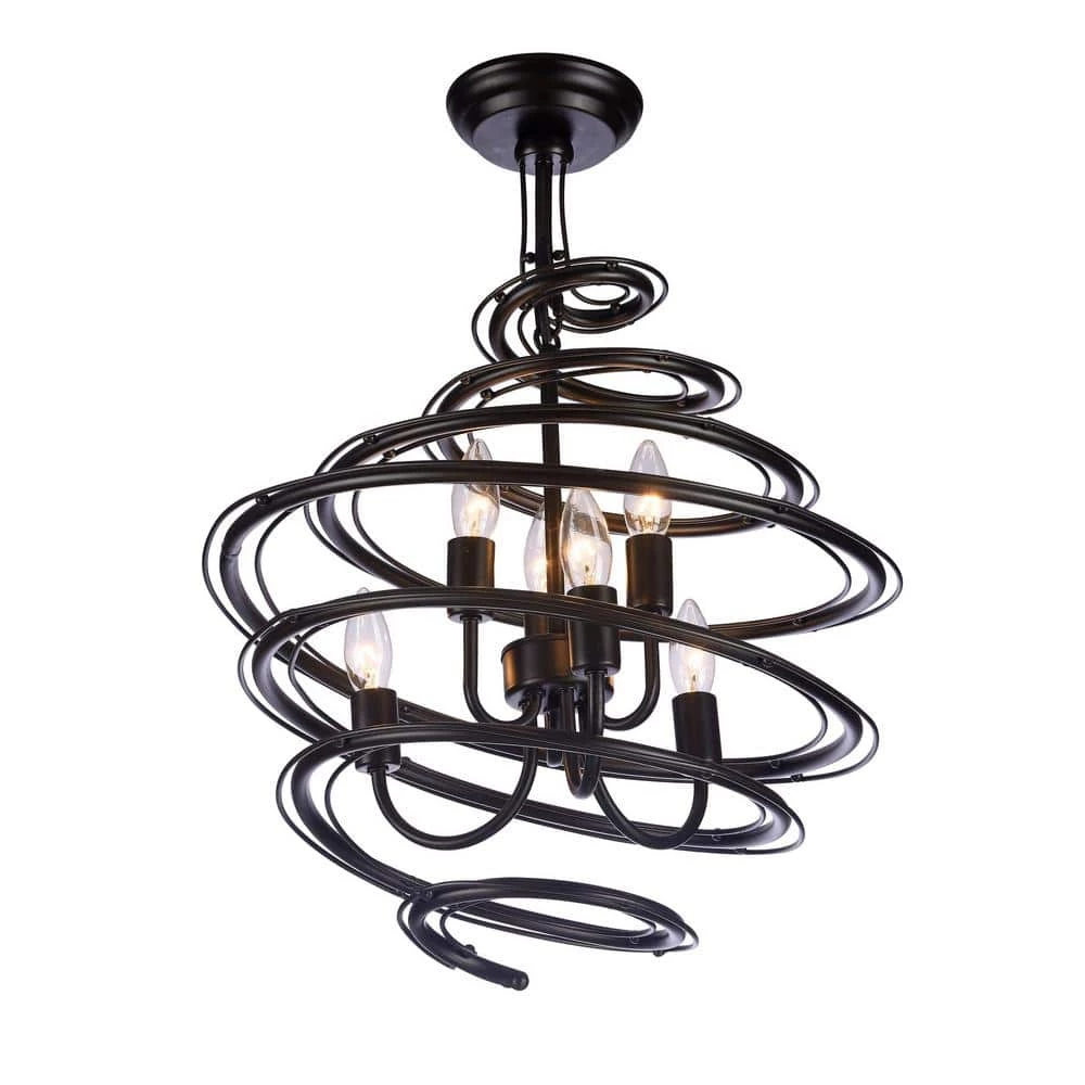 Albertus 6-Light Black Pendant with Clear Shade by Warehouse of Tiffany 3 Albertus 6-Light Black Pendant with Clear Shade by Warehouse of Tiffany