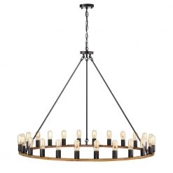 Nate 47.2 in. 24-Light Black Indoor Chandelier with Light Kit by Warehouse of Tiffany