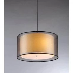 Fabiola 3-Light Black Brown Hanging Chandelier with Fabric Shade by Warehouse of Tiffany