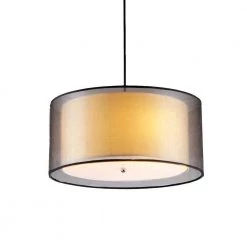 Fabiola 3-Light Black Brown Hanging Chandelier with Fabric Shade by Warehouse of Tiffany -Warehouse of Tiffany Shop black warehouse of tiffany chandeliers rl1063 c3 1000