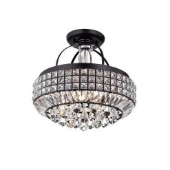 Pamarin 15 in. 4-Light Indoor Black Semi-Flush Mount Chandelier with Light Kit by Warehouse of Tiffany